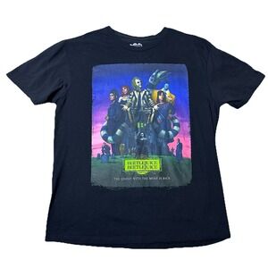 Beetlejuice T Shirt L Black Graphic Tee Movie‎ Poster Horror Spooky Halloween